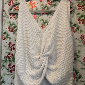 Bar III Cream Knit Twist Tank Top